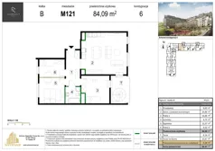 4 pokoje, mieszkanie 84,09 m², piętro 6, oferta nr M121, Zagórskie Tarasy, Sosnowiec, Zagórze, ul. Romana Dmowskiego 13D