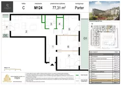 4 pokoje, mieszkanie 77,31 m², piętro 1, oferta nr M128, Zagórskie Tarasy, Sosnowiec, Zagórze, ul. Romana Dmowskiego 13D