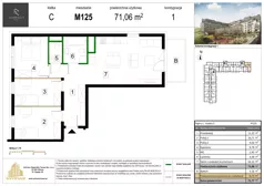 4 pokoje, mieszkanie 71,06 m², piętro 1, oferta nr M125, Zagórskie Tarasy, Sosnowiec, Zagórze, ul. Romana Dmowskiego 13D