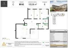 4 pokoje, mieszkanie 105,06 m², piętro 6, oferta nr M143, Zagórskie Tarasy, Sosnowiec, Zagórze, ul. Romana Dmowskiego 13D