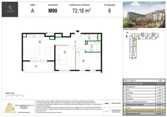 3 pokoje, mieszkanie 72,18 m², piętro 6, oferta nr M90, Zagórskie Tarasy, Sosnowiec, Zagórze, ul. Romana Dmowskiego 13D