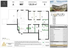 5 pokoi, mieszkanie 126,09 m², piętro 6, oferta nr M97, Zagórskie Tarasy, Sosnowiec, Zagórze, ul. Romana Dmowskiego 13D