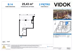 1 pokój, mieszkanie 25,43 m², piętro 2, oferta nr B.M.14, VIDOK Apartamenty, Katowice, Śródmieście, ul. Kozielska