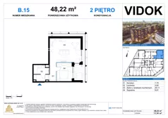 2 pokoje, mieszkanie 48,22 m², piętro 2, oferta nr B.M.15, VIDOK Apartamenty, Katowice, Śródmieście, ul. Kozielska