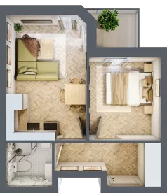 2 pokoje, apartament 31,69 m², piętro 1, oferta nr M7, Kwiatowa Apartamenty, Gdańsk, Wyspa Sobieszewska, ul. Kwiatowa