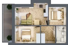 3 pokoje, apartament 42,47 m², piętro 2, oferta nr M25, Kwiatowa Apartamenty, Gdańsk, Wyspa Sobieszewska, ul. Kwiatowa