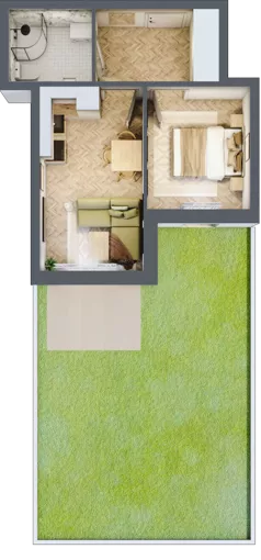 2 pokoje, apartament 29,93 m², parter, oferta nr M2, Kwiatowa Apartamenty, Gdańsk, Wyspa Sobieszewska, ul. Kwiatowa