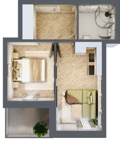 2 pokoje, apartament 29,62 m², piętro 2, oferta nr M23, Kwiatowa Apartamenty, Gdańsk, Wyspa Sobieszewska, ul. Kwiatowa