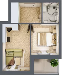 2 pokoje, apartament 28,19 m², piętro 1, oferta nr M12, Kwiatowa Apartamenty, Gdańsk, Wyspa Sobieszewska, ul. Kwiatowa