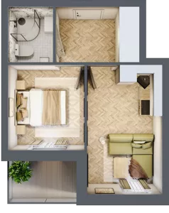 2 pokoje, apartament 28,10 m², piętro 2, oferta nr M21, Kwiatowa Apartamenty, Gdańsk, Wyspa Sobieszewska, ul. Kwiatowa