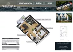 3 pokoje, apartament 51,77 m², piętro 1, oferta nr 1B (A1/2), Pura Vida III , Gdańsk, Wyspa Sobieszewska, ul. Uzdrowiskowa