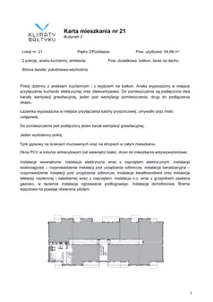 2 pokoje, apartament inwestycyjny 54,88 m², piętro 2, oferta nr 21, Klimaty Bałtyku, Dziwnów, ul. Daglezji 93-94