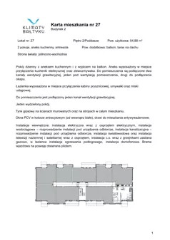 2 pokoje, apartament inwestycyjny 54,88 m², piętro 2, oferta nr 27, Klimaty Bałtyku, Dziwnów, ul. Daglezji 93-94