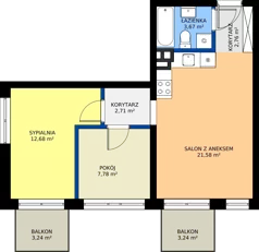 3 pokoje, mieszkanie 51,18 m², piętro 1, oferta nr 25, Światowida 61B, Warszawa, Białołęka, Tarchomin, ul. Światowida 61b