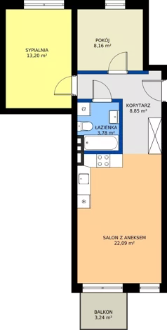 3 pokoje, mieszkanie 56,08 m², piętro 2, oferta nr 12, Światowida 61B, Warszawa, Białołęka, Tarchomin, ul. Światowida 61b