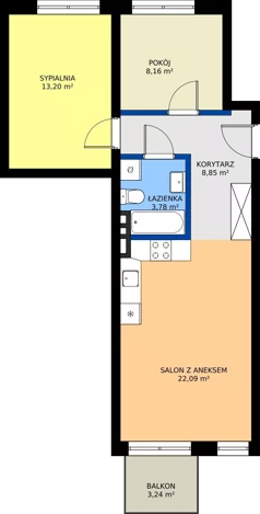 3 pokoje, mieszkanie 56,02 m², piętro 3, oferta nr 16, Światowida 61B, Warszawa, Białołęka, Tarchomin, ul. Światowida 61b