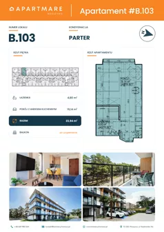 1 pokój, apartament 23,94 m², parter, oferta nr B.103, ApartMare budynek B, Mrzeżyno, ul. Nadmorska 14