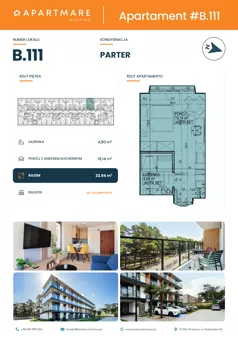 1 pokój, apartament 23,94 m², parter, oferta nr B.111, ApartMare budynek B, Mrzeżyno, ul. Nadmorska 14
