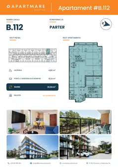 1 pokój, apartament 23,94 m², parter, oferta nr B.112, ApartMare budynek B, Mrzeżyno, ul. Nadmorska 14
