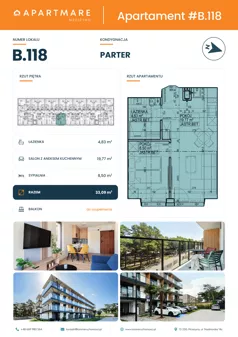 2 pokoje, apartament 33,10 m², parter, oferta nr B.118, ApartMare budynek B, Mrzeżyno, ul. Nadmorska 14