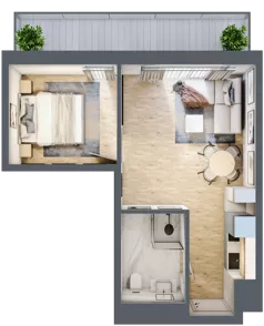 2 pokoje, apartament inwestycyjny 34,54 m², piętro 1, oferta nr 101, ApartMare, Mrzeżyno, ul. Nadmorska 14