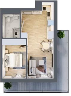 2 pokoje, apartament inwestycyjny 37,98 m², piętro 1, oferta nr 105, ApartMare, Mrzeżyno, ul. Nadmorska 14