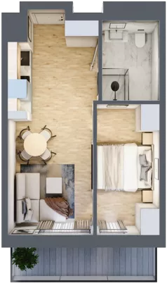 1 pokój, apartament inwestycyjny 32,21 m², piętro 1, oferta nr 109, ApartMare, Mrzeżyno, ul. Nadmorska 14
