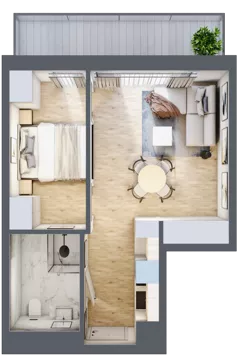 1 pokój, apartament inwestycyjny 34,32 m², piętro 2, oferta nr 217, ApartMare, Mrzeżyno, ul. Nadmorska 14