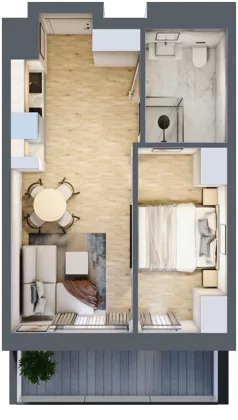 1 pokój, apartament inwestycyjny 32,15 m², parter, oferta nr 009, ApartMare, Mrzeżyno, ul. Nadmorska 14