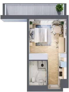 1 pokój, apartament inwestycyjny 25,67 m², parter, oferta nr 001, ApartMare, Mrzeżyno, ul. Nadmorska 14