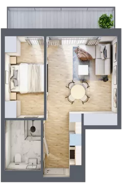 1 pokój, apartament inwestycyjny 34,49 m², piętro 1, oferta nr 117, ApartMare, Mrzeżyno, ul. Nadmorska 14