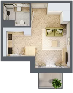 1 pokój, mieszkanie 26,85 m², piętro 2, oferta nr A309, Osiedle Kompas, Gdańsk, Orunia Górna-Gdańsk Południe, Maćkowy, ul. Czerska 35