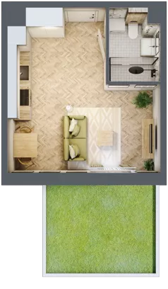 1 pokój, apartament 25,99 m², parter, oferta nr A104, Osiedle Kompas, Gdańsk, Orunia Górna-Gdańsk Południe, Maćkowy, ul. Czerska 35
