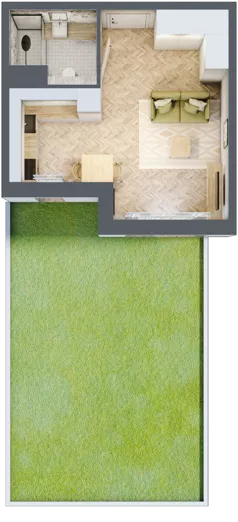 1 pokój, apartament 26,85 m², parter, oferta nr A301, Osiedle Kompas, Gdańsk, Orunia Górna-Gdańsk Południe, Maćkowy, ul. Czerska 35