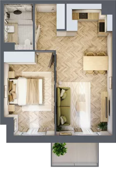 2 pokoje, apartament 41,22 m², piętro 4, oferta nr C90, Osiedle Kompas, Gdańsk, Orunia Górna-Gdańsk Południe, Maćkowy, ul. Czerska 35
