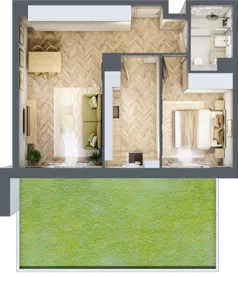 2 pokoje, apartament 48,73 m², parter, oferta nr C26, Osiedle Kompas, Gdańsk, Orunia Górna-Gdańsk Południe, Maćkowy, ul. Czerska 35