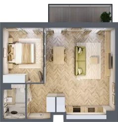 2 pokoje, mieszkanie 50,97 m², piętro 2, oferta nr C62, Osiedle Kompas, Gdańsk, Orunia Górna-Gdańsk Południe, Maćkowy, ul. Czerska 35