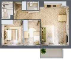 3 pokoje, mieszkanie 57,26 m², piętro 2, oferta nr C67, Osiedle Kompas, Gdańsk, Orunia Górna-Gdańsk Południe, Maćkowy, ul. Czerska 35