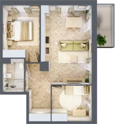 3 pokoje, mieszkanie 53,96 m², piętro 4, oferta nr C87, Osiedle Kompas, Gdańsk, Orunia Górna-Gdańsk Południe, Maćkowy, ul. Czerska 35