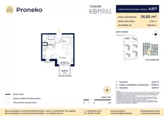 1 pokój, apartament 26,85 m², piętro 4, oferta nr A317, Osiedle Kompas, Gdańsk, Orunia Górna-Gdańsk Południe, Maćkowy, ul. Czerska 35