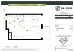 2 pokoje, mieszkanie 44,29 m², parter, oferta nr GAL1.3, Osiedle Gallusa, Katowice, Brynów-Osiedle Zgrzebnioka, Brynów, ul. Józefa Gallusa 10B i 12B