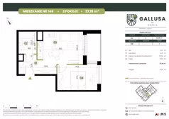2 pokoje, mieszkanie 37,19 m², piętro 7, oferta nr GAL1.146, Osiedle Gallusa, Katowice, Brynów-Osiedle Zgrzebnioka, Brynów, ul. Józefa Gallusa 10B i 12B