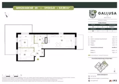 3 pokoje, mieszkanie 64,98 m², piętro 1, oferta nr GAL1.9, Osiedle Gallusa, Katowice, Brynów-Osiedle Zgrzebnioka, Brynów, ul. Józefa Gallusa 10B i 12B