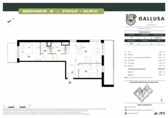 3 pokoje, mieszkanie 64,39 m², piętro 1, oferta nr GAL1.16, Osiedle Gallusa, Katowice, Brynów-Osiedle Zgrzebnioka, Brynów, ul. Józefa Gallusa 10B i 12B