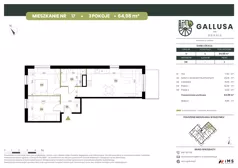 3 pokoje, mieszkanie 64,98 m², piętro 2, oferta nr GAL1.17, Osiedle Gallusa, Katowice, Brynów-Osiedle Zgrzebnioka, Brynów, ul. Józefa Gallusa 10B i 12B