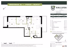 3 pokoje, mieszkanie 64,04 m², piętro 1, oferta nr GAL1.94, Osiedle Gallusa, Katowice, Brynów-Osiedle Zgrzebnioka, Brynów, ul. Józefa Gallusa 10B i 12B