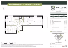 3 pokoje, mieszkanie 63,96 m², piętro 2, oferta nr GAL1.109, Osiedle Gallusa, Katowice, Brynów-Osiedle Zgrzebnioka, Brynów, ul. Józefa Gallusa 10B i 12B