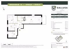 4 pokoje, mieszkanie 75,53 m², piętro 9, oferta nr GAL1.73, Osiedle Gallusa, Katowice, Brynów-Osiedle Zgrzebnioka, Brynów, ul. Józefa Gallusa 10B i 12B