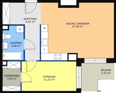 2 pokoje, mieszkanie 56,65 m², piętro 1, oferta nr 83, Krakowskie Tarasy V, Wrocław, Przedmieście Oławskie, Krzyki, ul. Krakowska 88