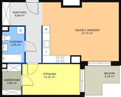 2 pokoje, mieszkanie 57,29 m², piętro 5, oferta nr 97, Krakowskie Tarasy V, Wrocław, Przedmieście Oławskie, Krzyki, ul. Krakowska 88